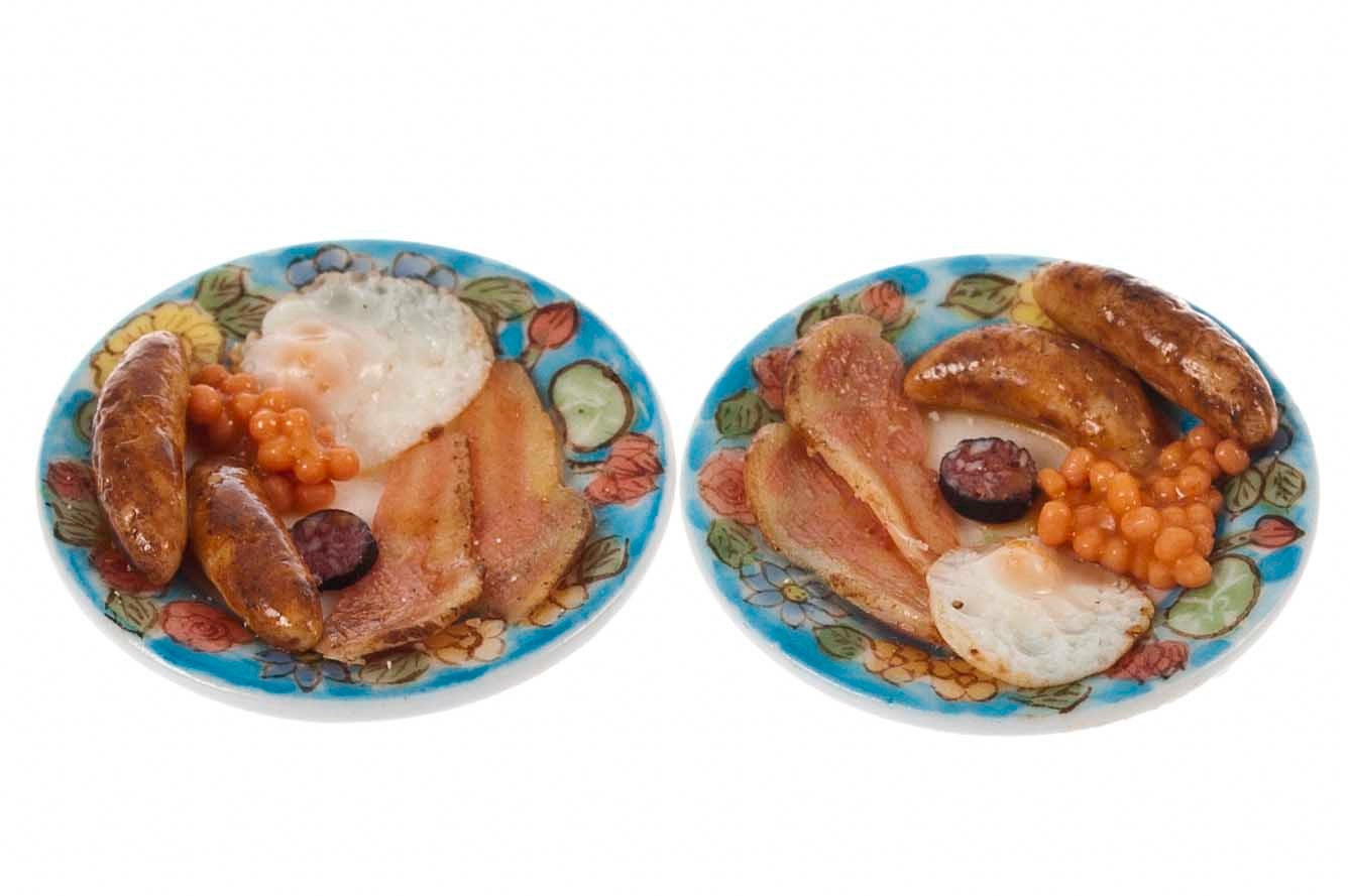 English cooked breakfast for two miniature breakfast