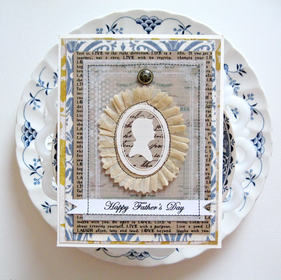 Father's Day Card. Happy Father's Day. Shabby Chic. Handmade. One of a kind.