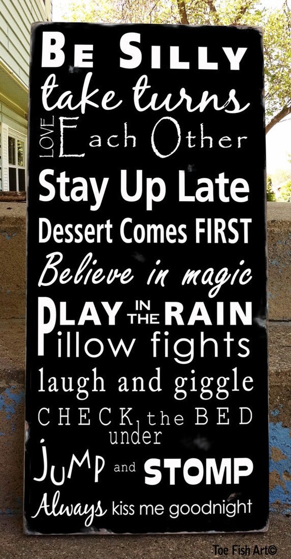 Family Rules Sign - Kids Rules - Typography Word Art