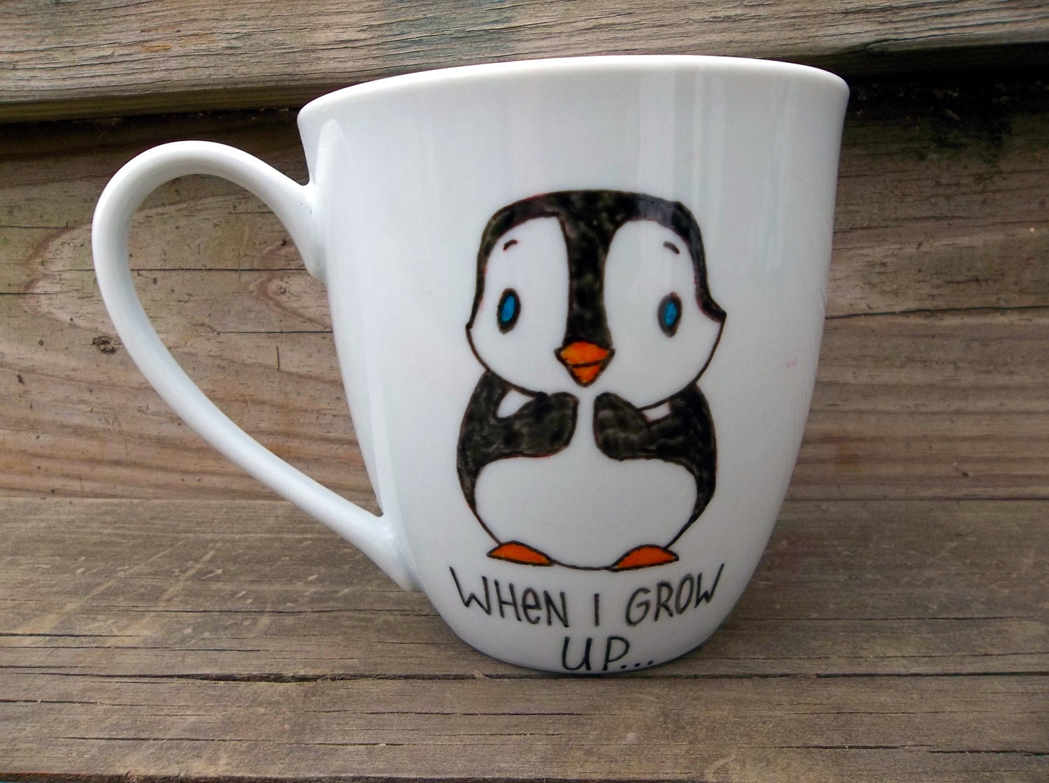 LOOK ON BACK When I Grow Up I Wanna Kill Batman Penguin Double Sided Coffee Mug Tea Cup