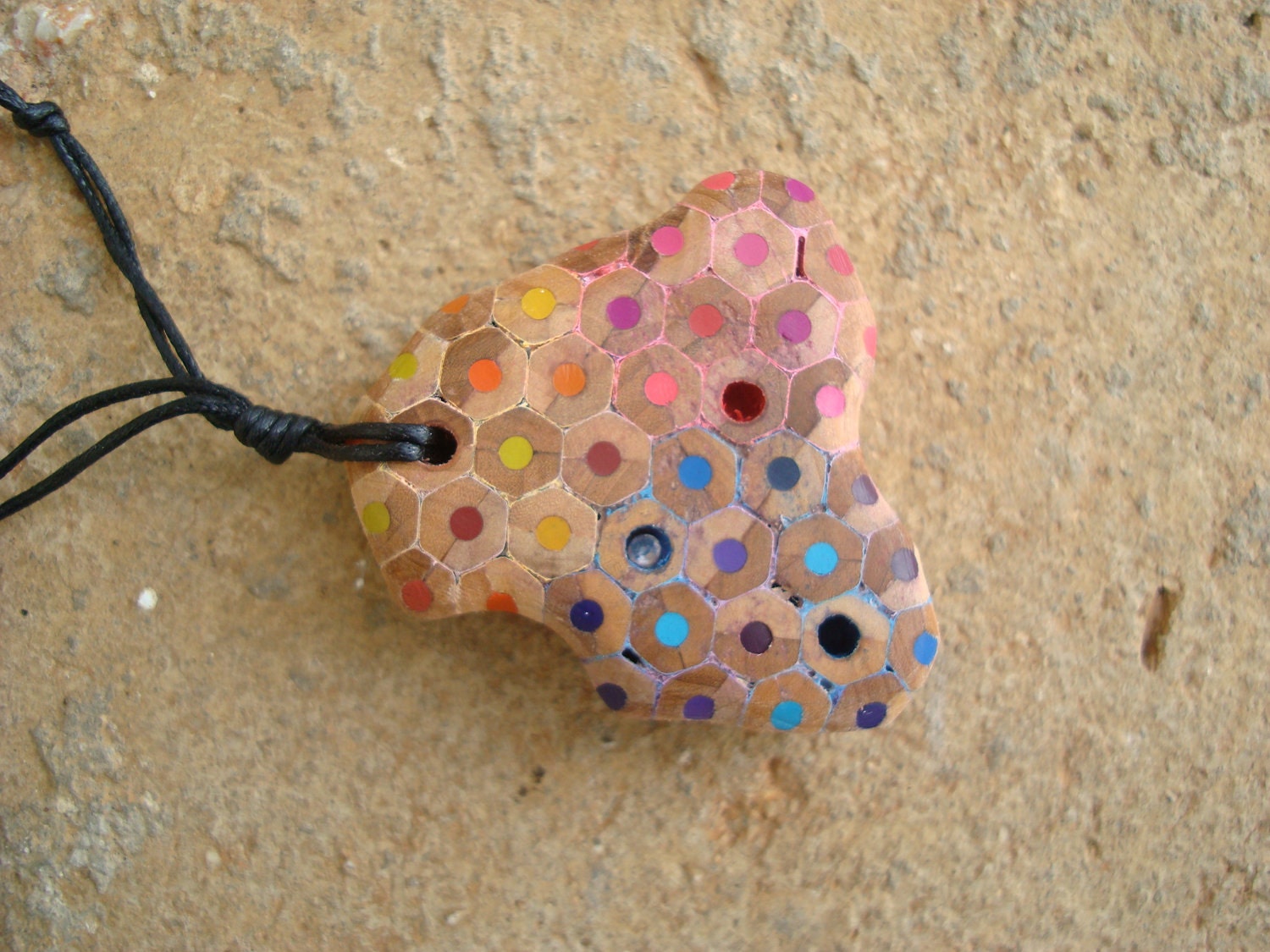 Colored pencils spring necklace with swarovski crystals.