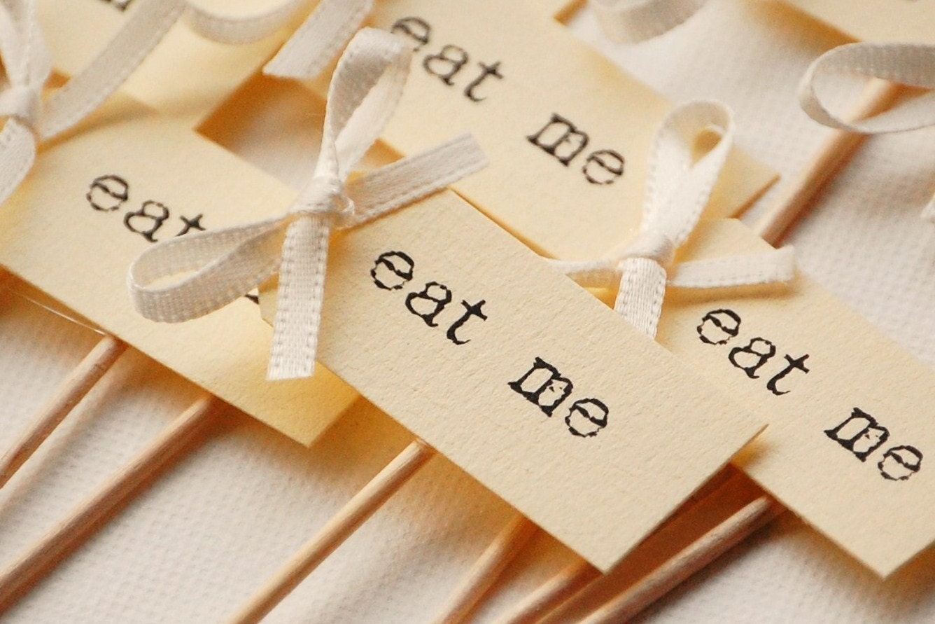 Eat Me Cupcake Sticks - buttercream and ivory bows