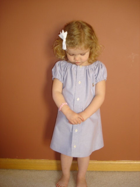 Upcycled men's dress shirt made into an adorable by sewdarncute4u