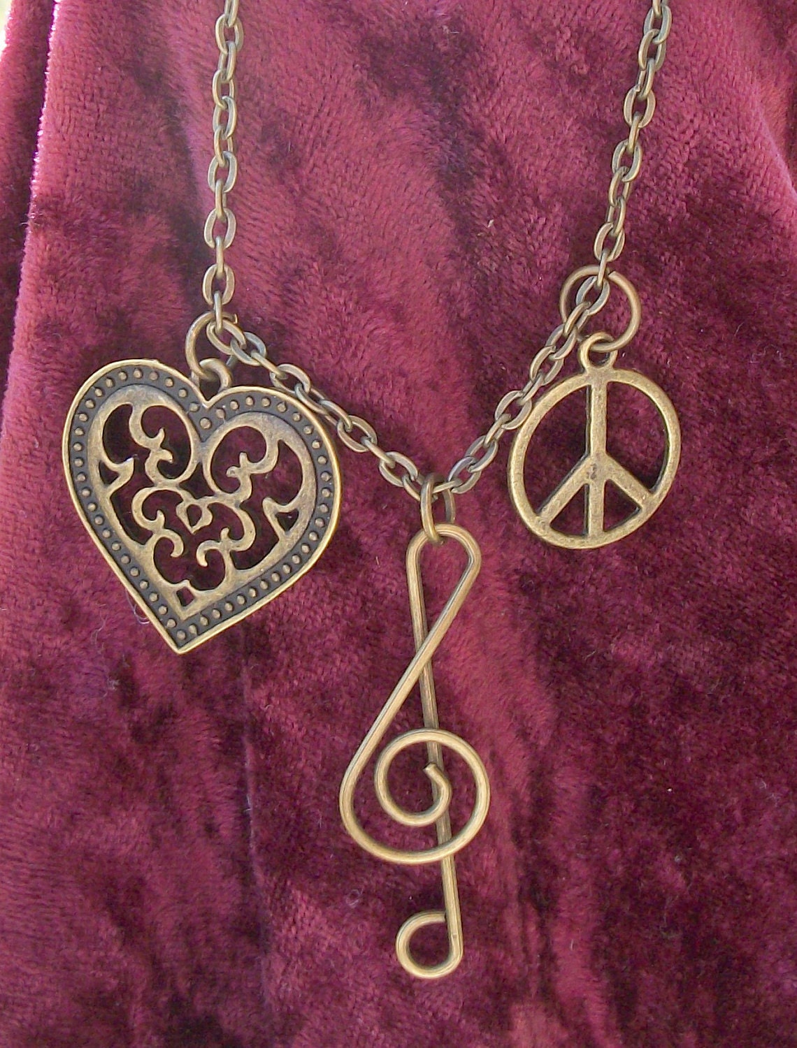 Love Peace and Music Necklace