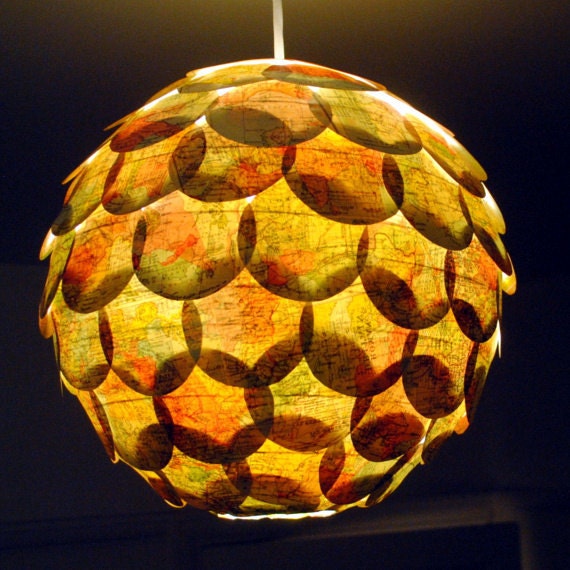 The Geographer's Choice hanging pendant  paper lampshade