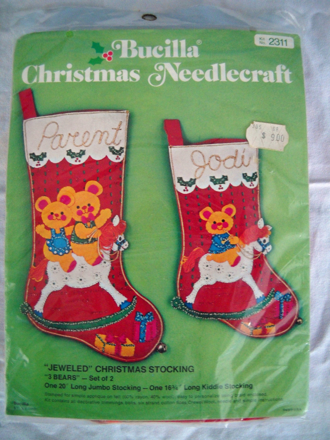 Vintage Bucilla Felt Christmas Stocking Kit Makes 2 by TammyMadeIt