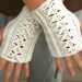 Fingerless Gloves Antique White, Cabled,  Handmade Crocheted