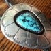 Gretchen Jones-like Shadowbox Turquoise and Silver Bolo tie necklace