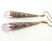 Earrings - Crystal Clear Purple Long and Lean Drop Earrings
