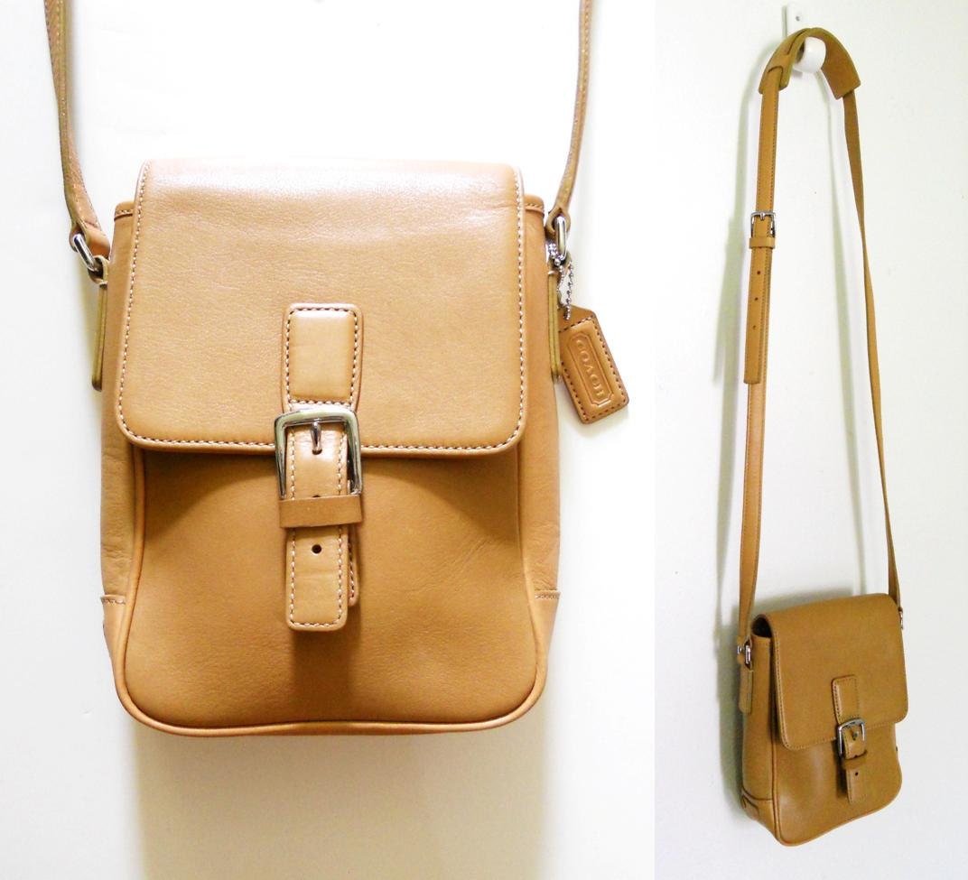 Coach Beige Tan Leather Cross Body Shoulder Bag Purse