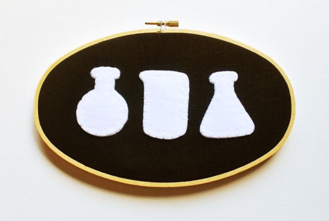 Laboratory Glassware Silhouettes - Science Embroidery Hoop Wall Art - Chemistry, Biology