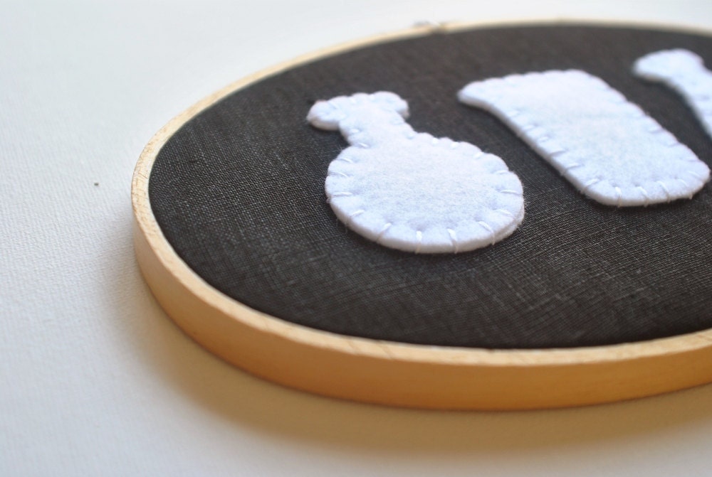 Laboratory Glassware Silhouettes - Science Embroidery Hoop Wall Art - Chemistry, Biology
