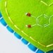 Pleasure Molecule Heart Ornament - Chemistry Dopamine Embroidery - Wool Felt in Turquoise Blue and Lime Green