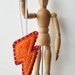 Adrenaline Lightning Bolt Ornament - Chemistry Molecule Embroidery - Spring Pantone Tangerine Poppy Red