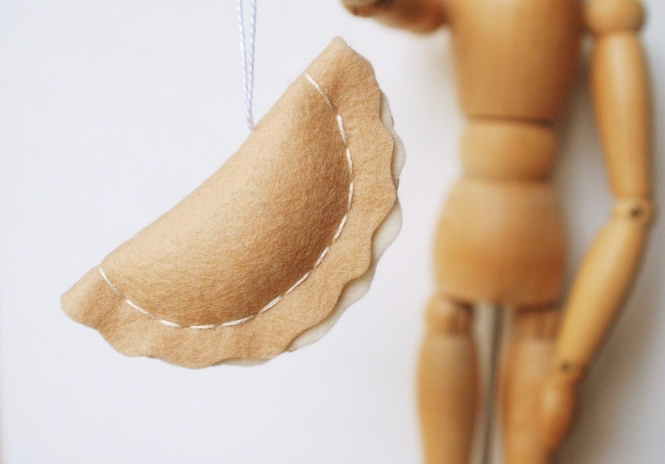 The Pierogi Christmas Ornament - Wool Felt Food Ornament - Stuffed Dumpling