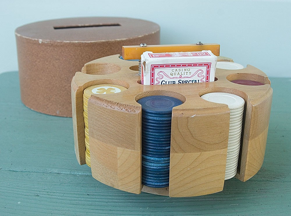 Vintage Poker Chip Holder Spinning Rack