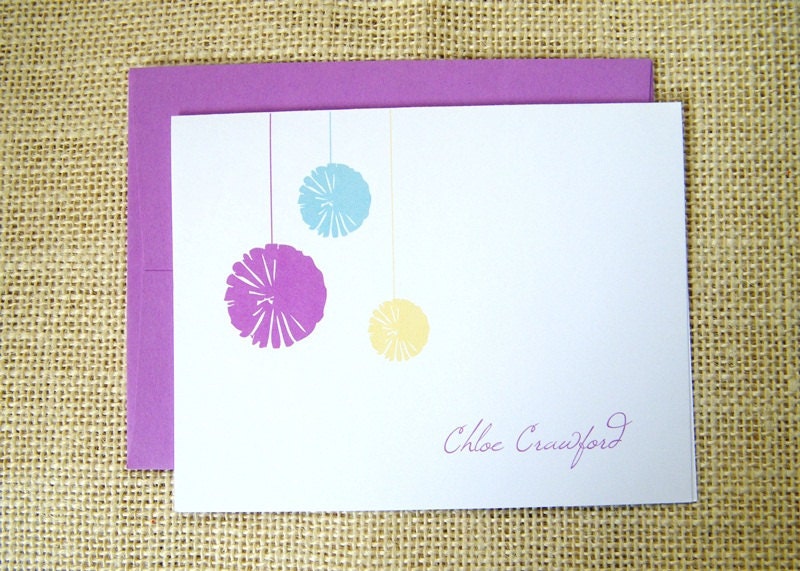 Hanging Poms Personalized Custom Stationery Stationary Gift - for Bridesmaid, Sister, Friend, Mother, Coworker, Teacher