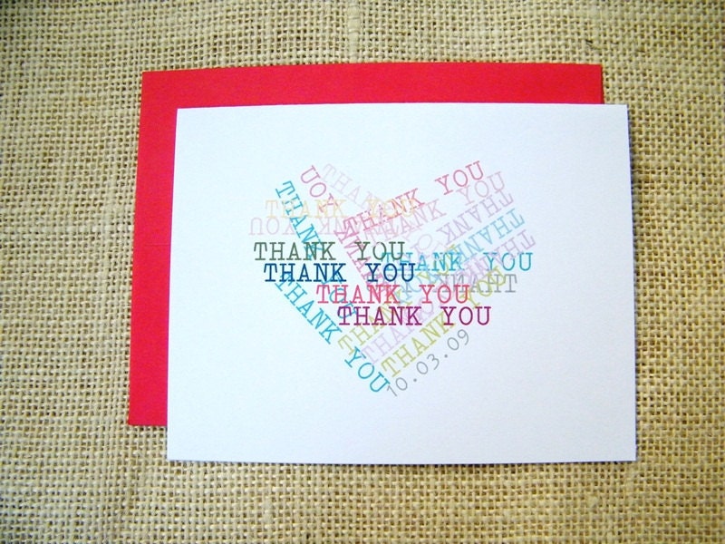 Scrambled Heart Custom Personalized Wedding Thank You Cards