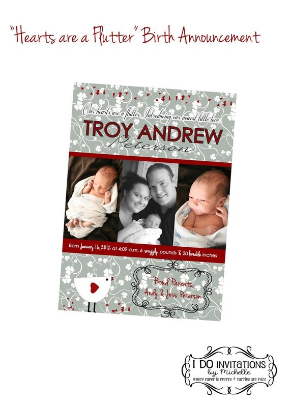 Valentine's Day Baby Birth Announcement - Digital File Il_570xn