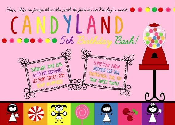 Candy Land Birthday Invitation - Sweet Shoppe - Digital File Il_570xn