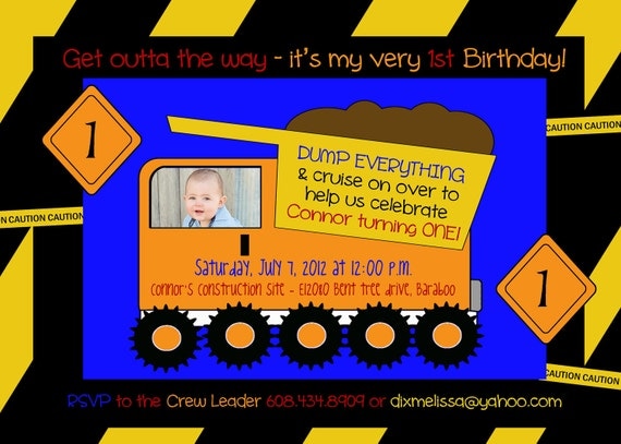 Construction Birthday Party Invitation - Digital File Il_570xn