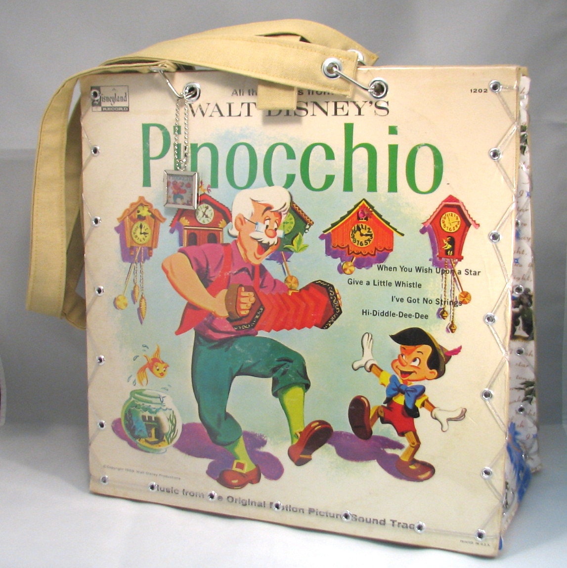 Walt Disney's Pinocchio Record Album Handbag Tote Purse
