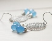 Blue Chalcedony Earrings,  Cerulean Blue, Gemstone Jewelry - Morning Dew