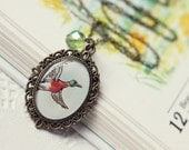 Vintage Art Pendant Necklace - Migrating Duck