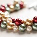 Christmas Holiday Pearl Cluster Bracelet - Vintage Warmth