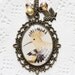Large Yellow Bird Vintage Art Round Pendant Necklace - The Hoopoe