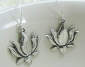 Fine Silver Lotus Earrings, PMC Artisan Jewelry, Original Design