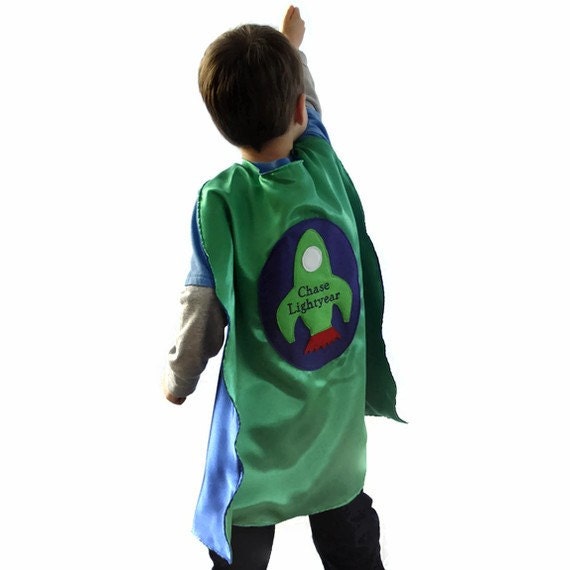 Custom Embroidered Reversible Space Ship and Cowboy Cape
