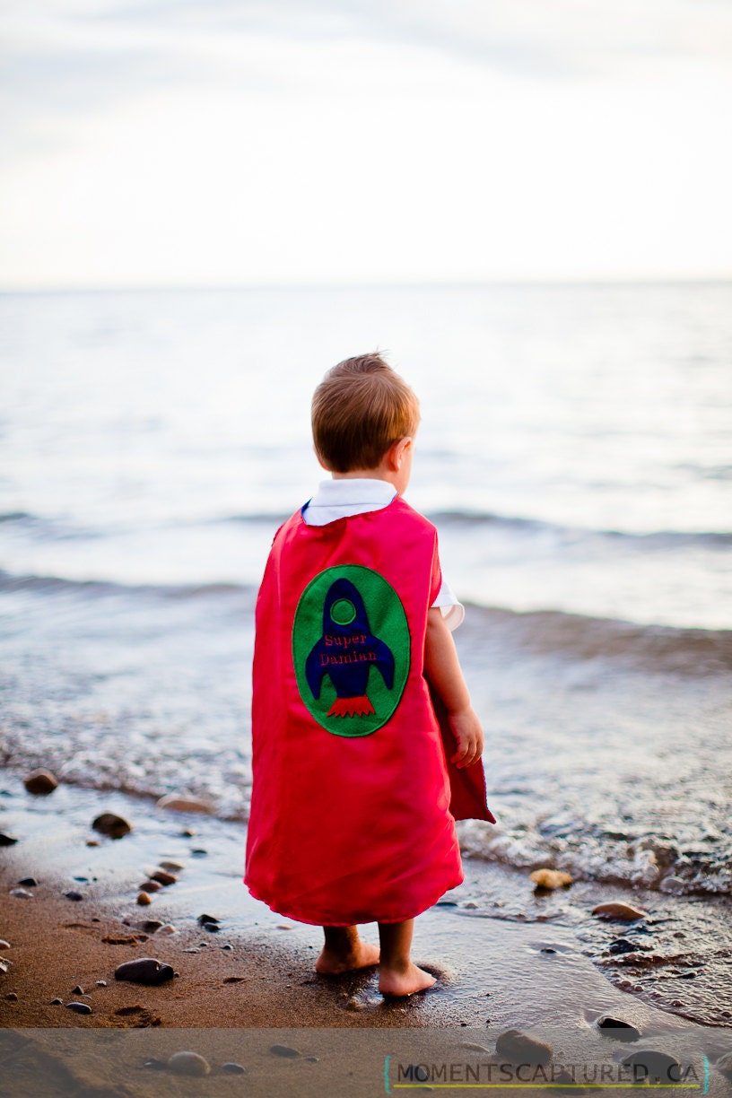 Custom Embroidered Rocketship Superhero Cape