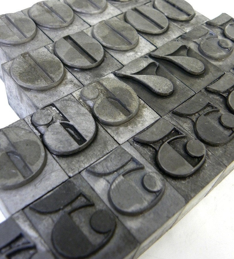 25 Metal Letterpress Numbers, Vintage Printer's Blocks, 0, 5, 6, 7