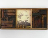 Original Assemblage with Vintage Letterpress Type Blocks, 32 x 14, Artwork by Chris Ferebee