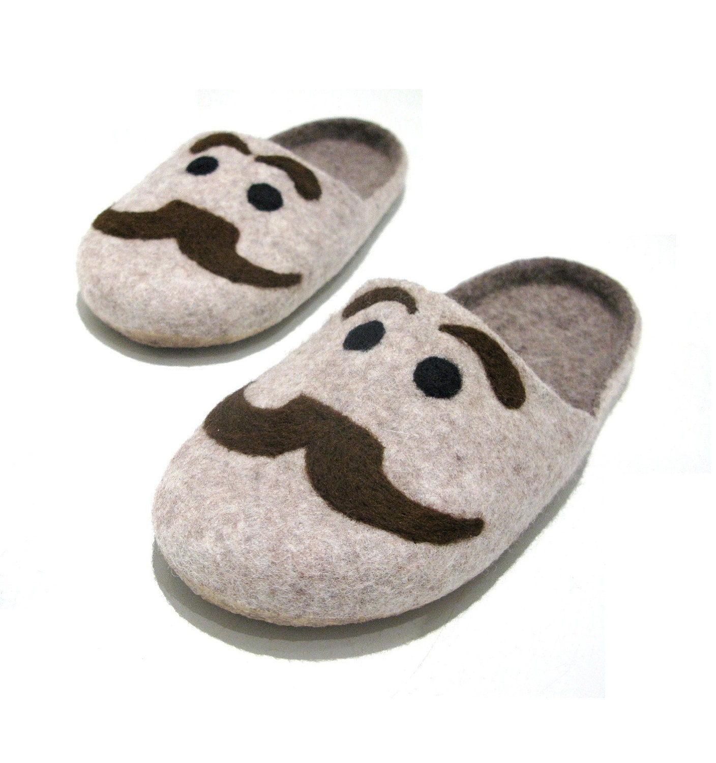 Felted slippers "Men with mustache"
