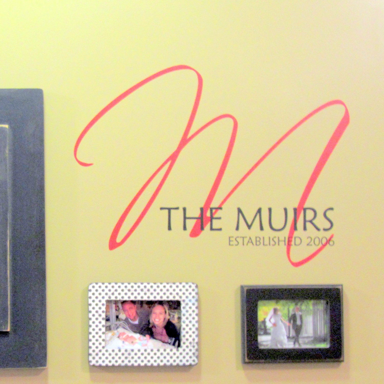 Vinyl Monogram With Family Name and Established Date-Personalized Vinyl Lettering Wall Decals Stickers