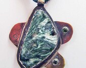 Necklace-Seraphinite, Silver, Brass, Copper Pendant