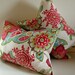 Set of Two - Decorative Pillows - 14 x 20 inch - Annie Selke floral aqua, turquoise, citron, raspberry, pink, kelly green - made to order