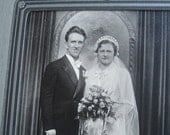 Vintage Wedding Portrait Photograph -- Bride and Groom in New Jersey