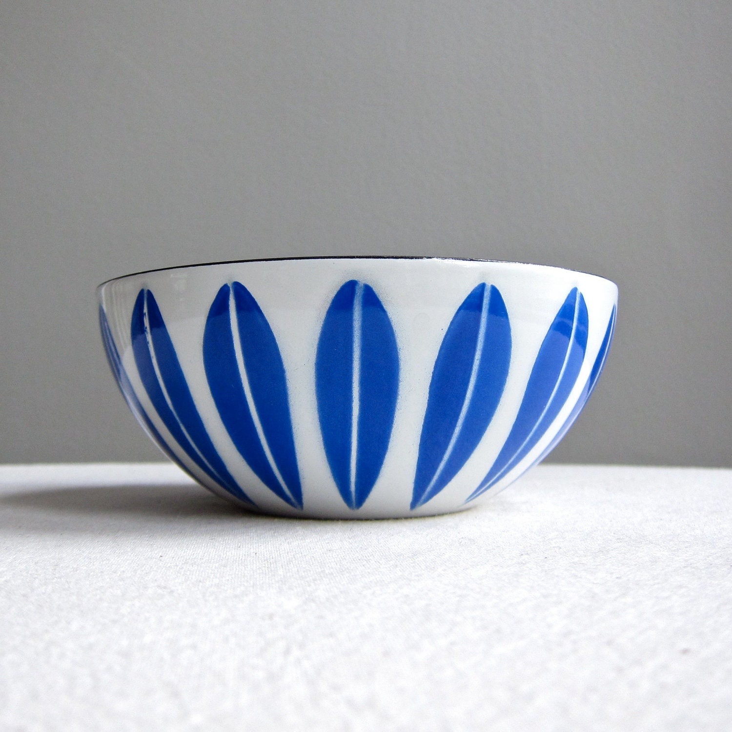 RESERVED for R1 - Cathrineholm Lotus Bowl - Blue on White Enamel