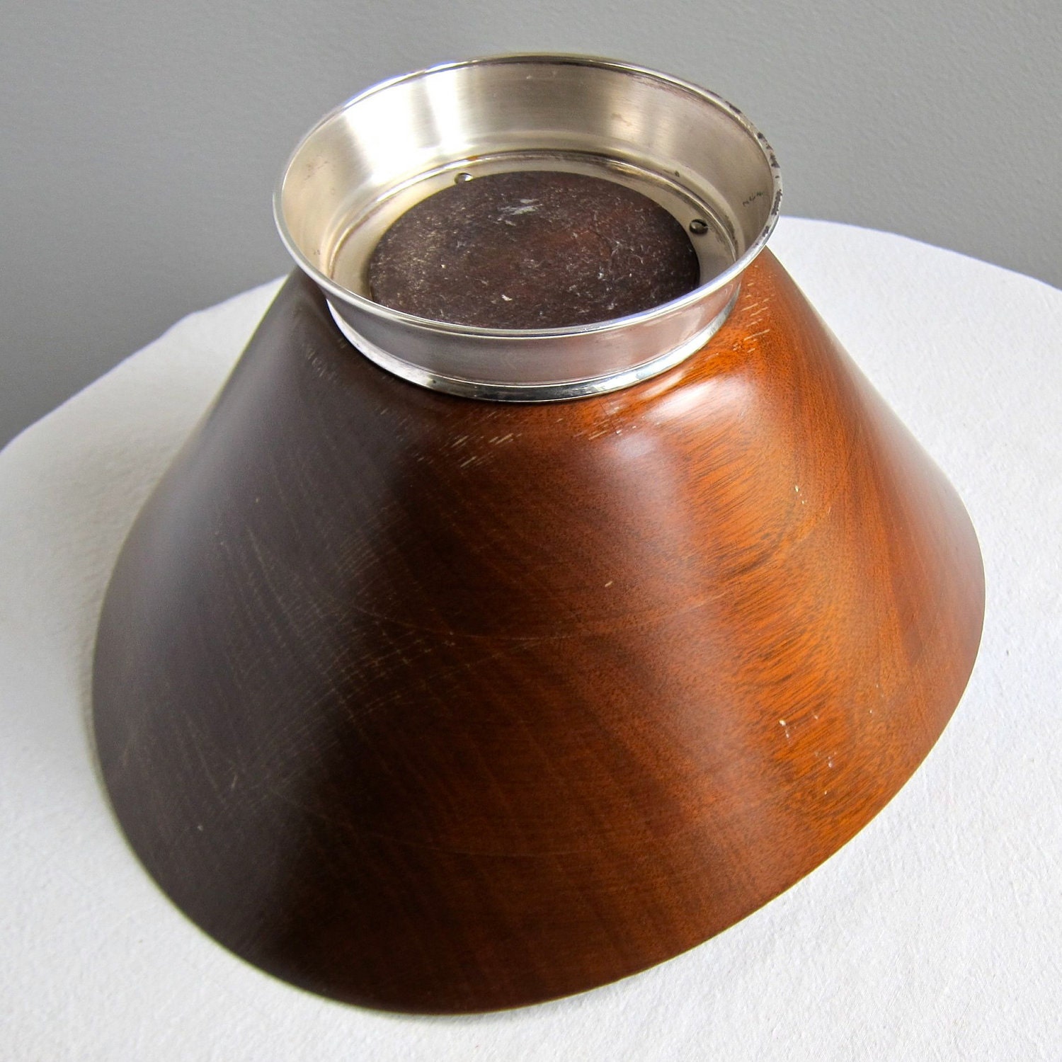 Mid Century Gorham Sterling Silver and Walnut Salad Bowl