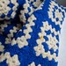 Blue and White Crochet Wool Granny Squares Afghan Throw Blanket