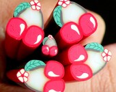 Big Cherry Polymer Clay Cane Big Fruit Fimo (LARGE/BIG) Miniature Food / Dessert / Cake / Ice Cream Sundae Decoration, Scrapbooking BC15