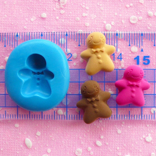 Gingerbread Man Mold 16mm Silicone Mold Flexible Mold Kawaii Kitsch Jewelry Charms Mold Cell Phone Deco Mold Sweets Cabochon Mold Clay Mold