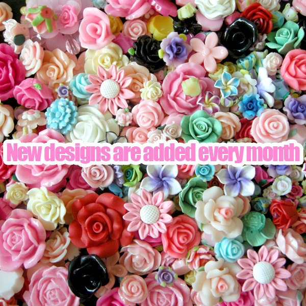 Flower Cabochon Mix Assorted Resin Flower Cabochon Set Polymer Clay Flower Jewelry Supplies (15 pcs BY RANDOM) MX-FW15