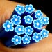 Blue Flower Polymer Clay Cane Fimo Cane Fake Miniature Food Sweets Decoration Nail Art Nail Deco Scrapbooking CFW044