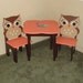 Brown and Coral Little Girls Table and Owl Chair Set