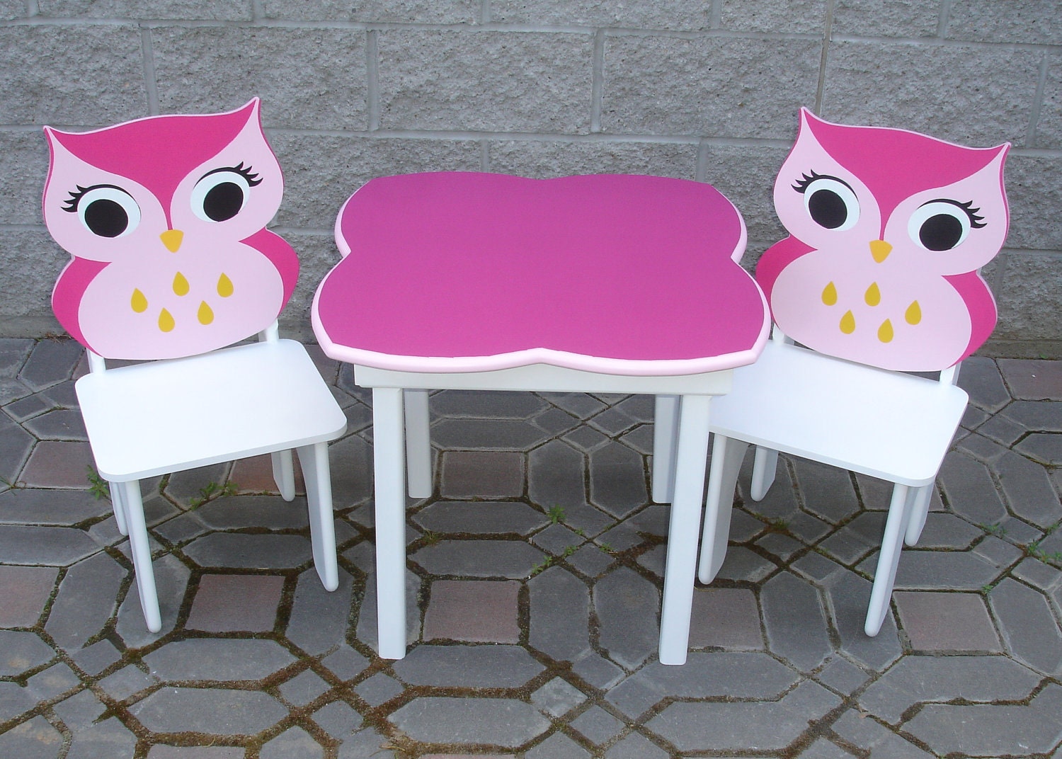 Pink Chalkboard Girls Owl Table and Chair Set.