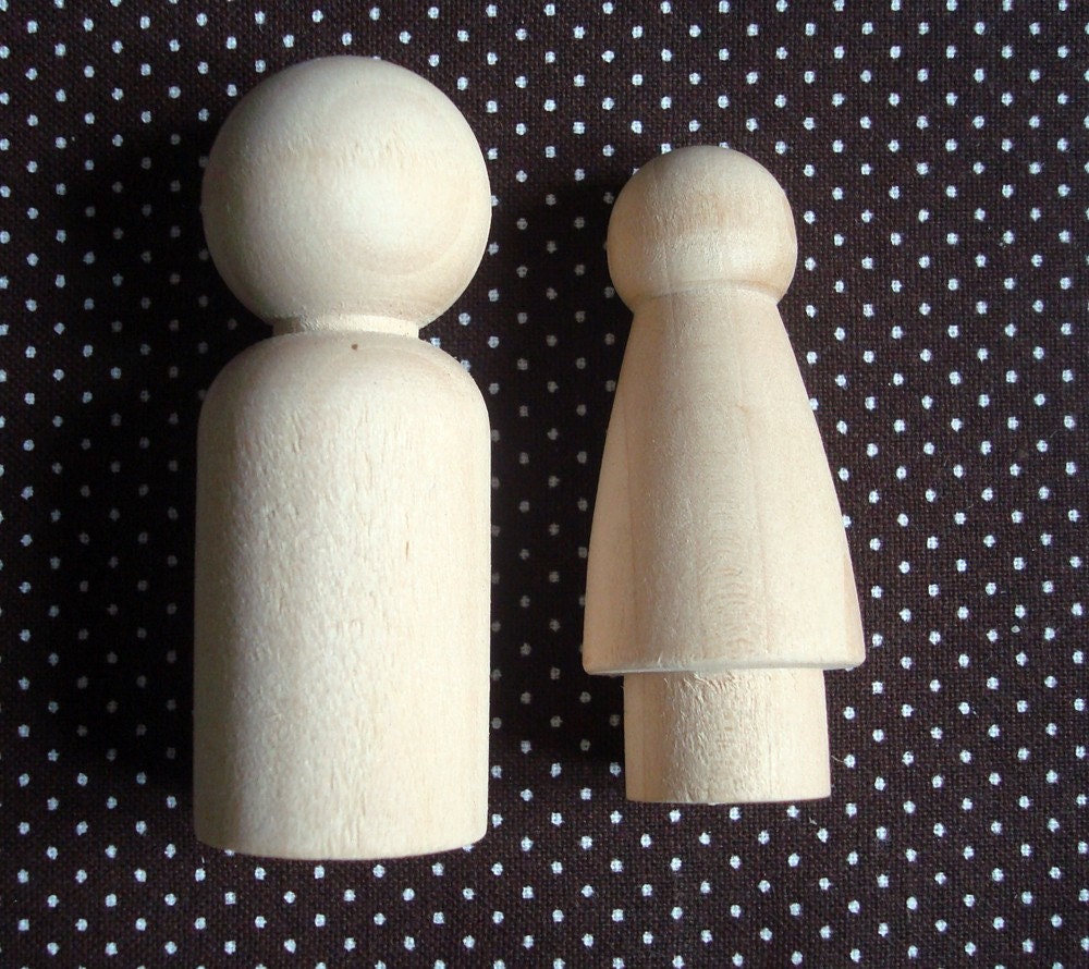 Unpainted Wood Doll Couples- DIY Wedding Cake Bride and Groom Toppers